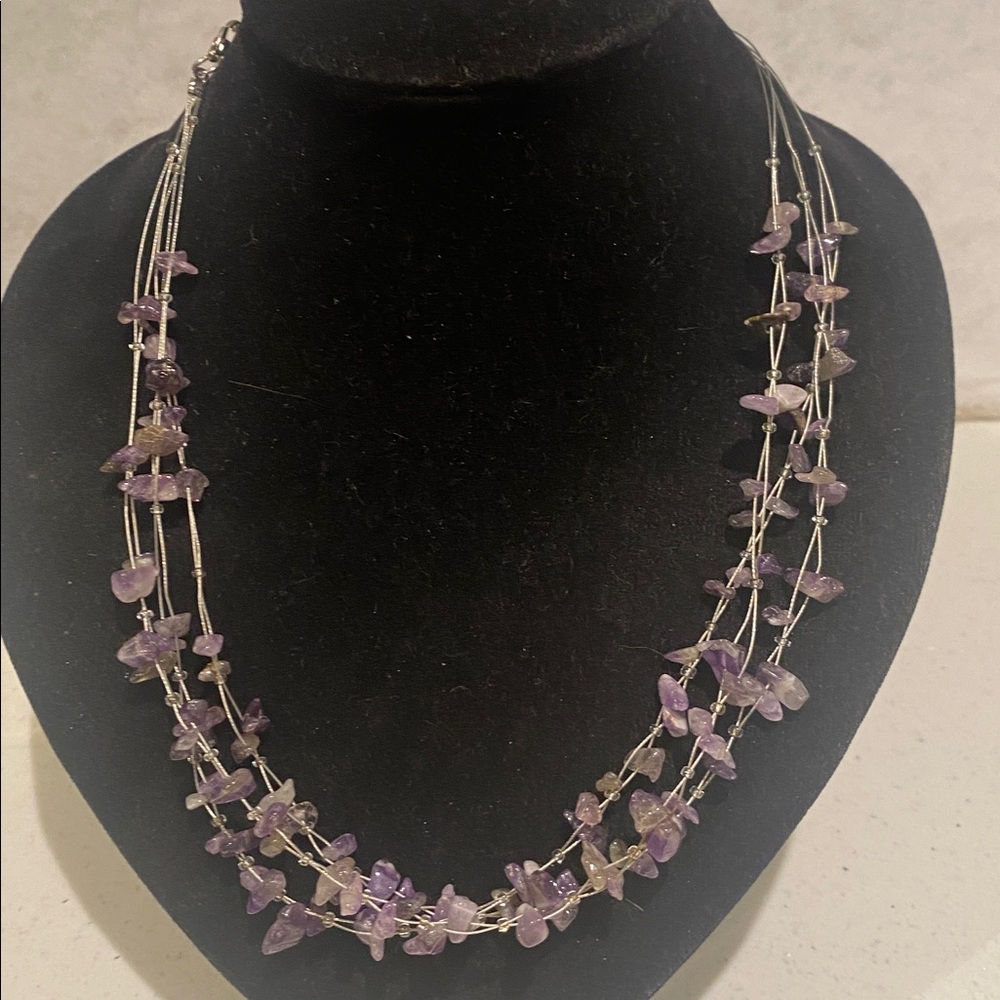 Elegant amethyst multi strand Gemstone Necklace & bracelet - Picture 7 of 7